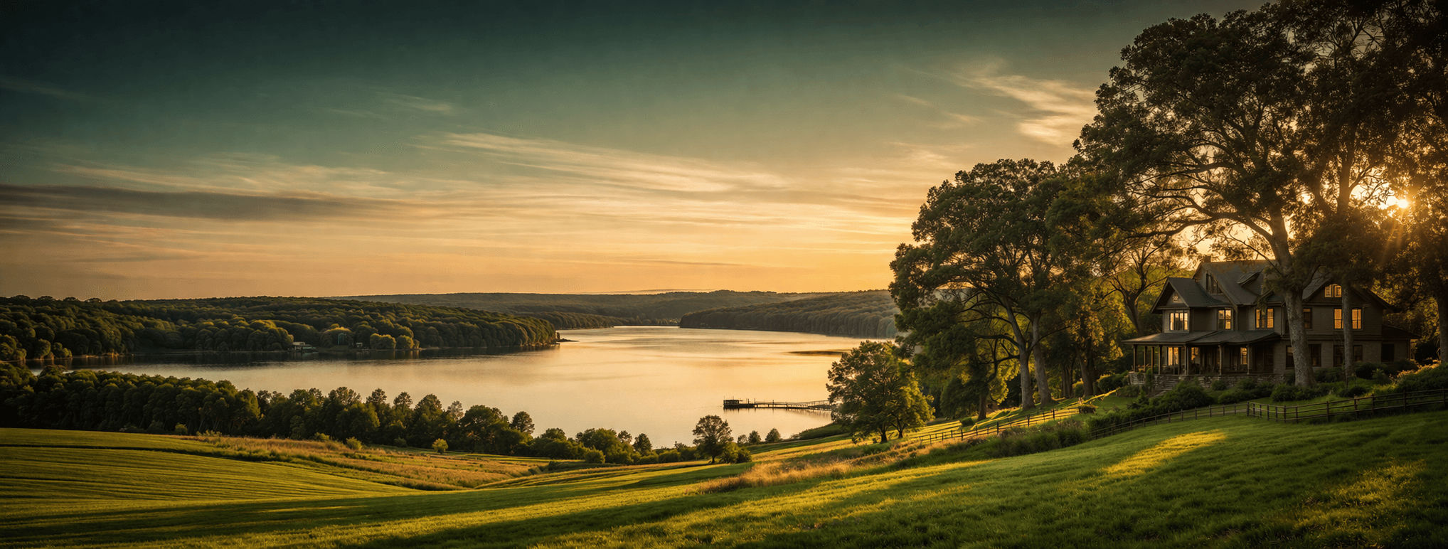 Southwest Michigan lakefront property at golden hour